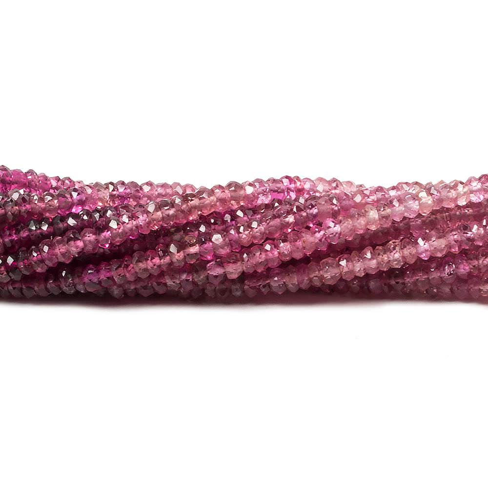 2.5mm Shaded Rubelite Tourmaline faceted rondelle beads 13 inch 210 pieces - Beadsofcambay.com