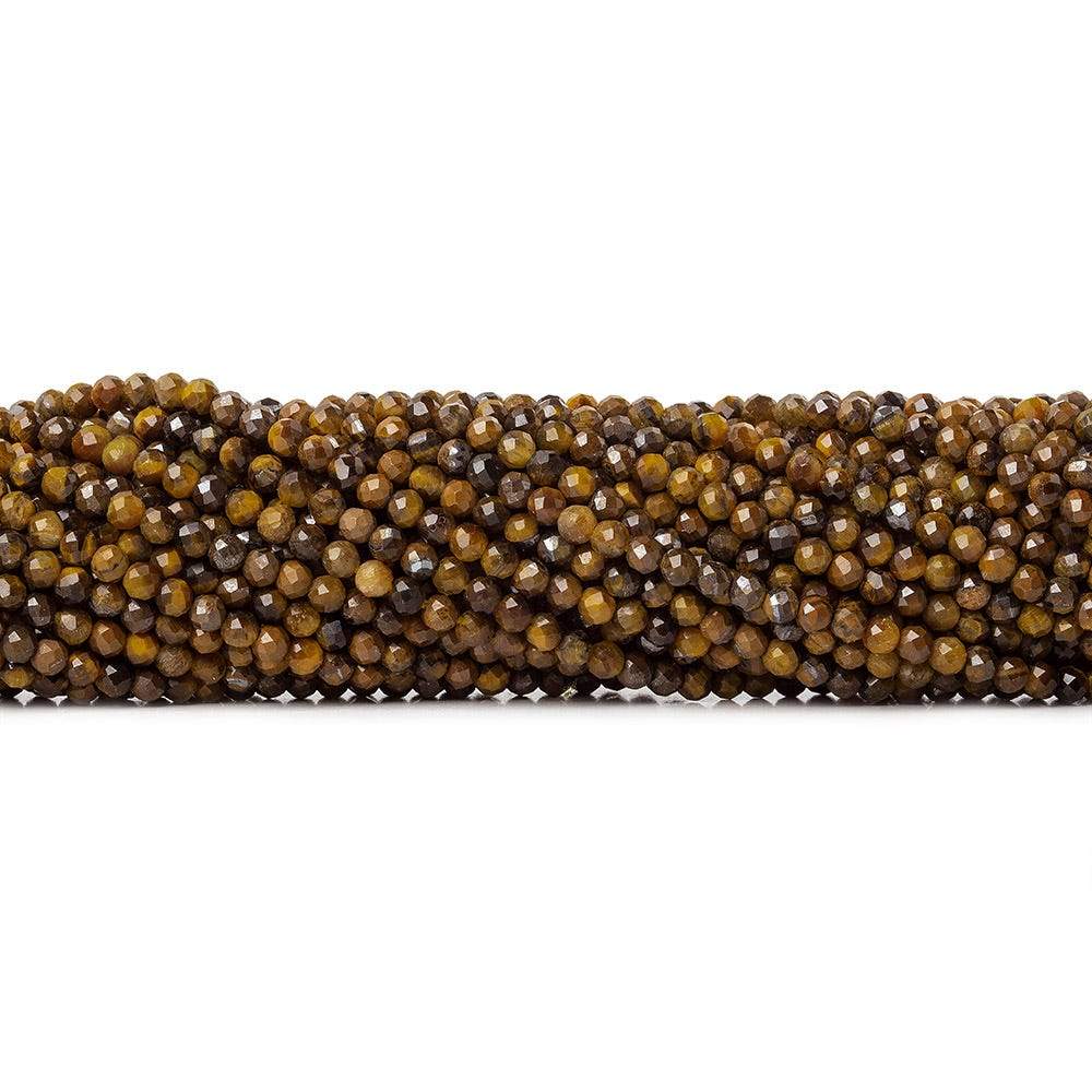 2.5mm Tiger's Eye microfaceted rondelle beads 13 inch 135 pieces - Beadsofcambay.com