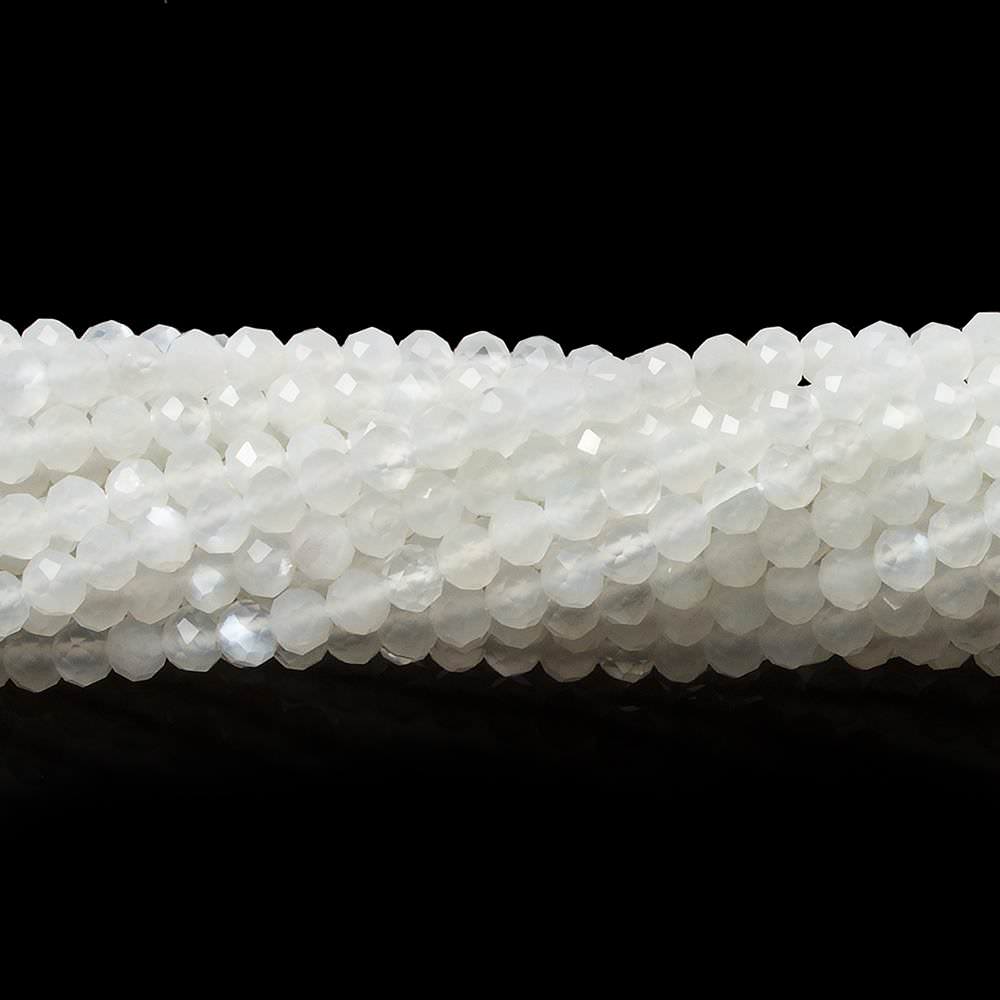 2.5mm White Moonstone Micro Faceted rondelles 13 inch 154 beads - Beadsofcambay.com
