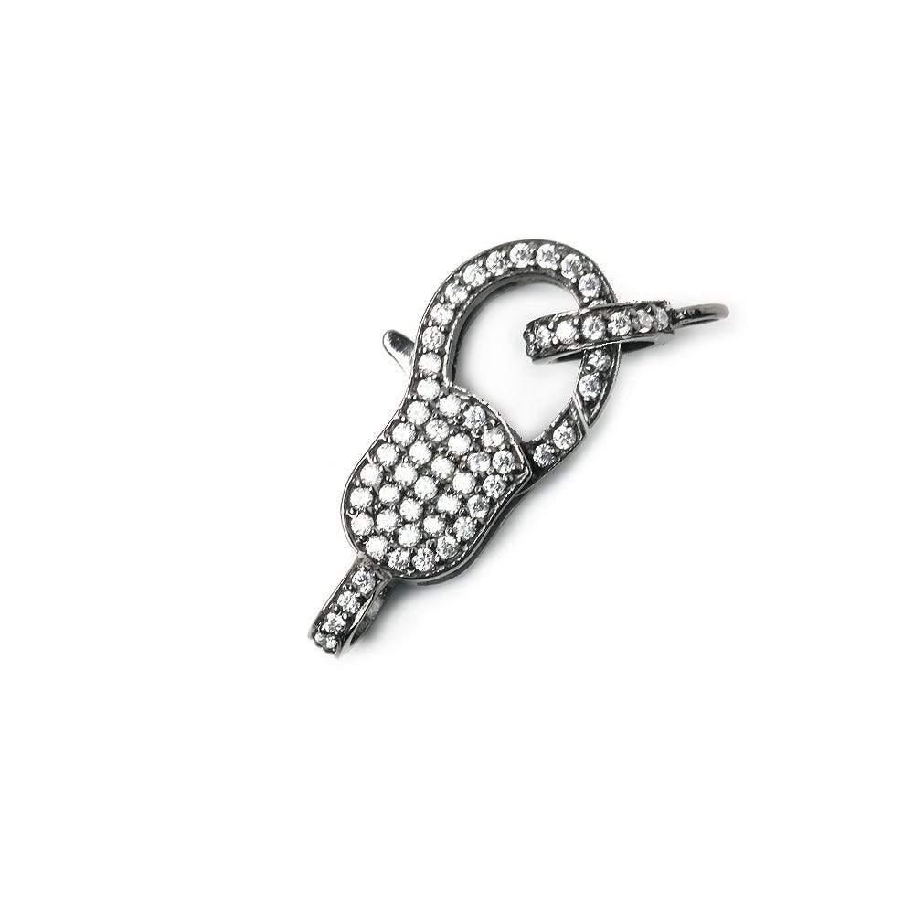 25x10mm Black Gold .925 Silver Pave CZ Lobster Clasp with CZ Ring 1 piece - Beadsofcambay.com