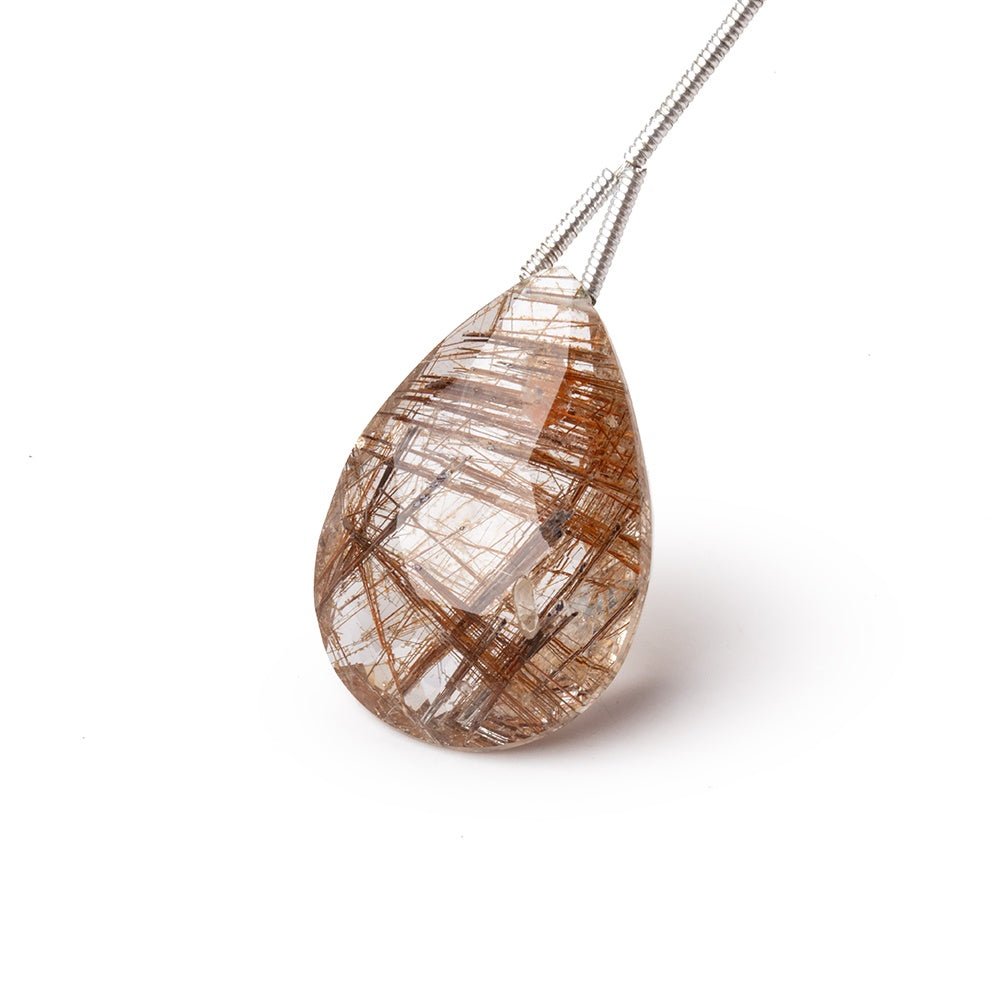 25x18mm Rutilated Quartz Faceted Pear Focal Bead 1 piece - Beadsofcambay.com