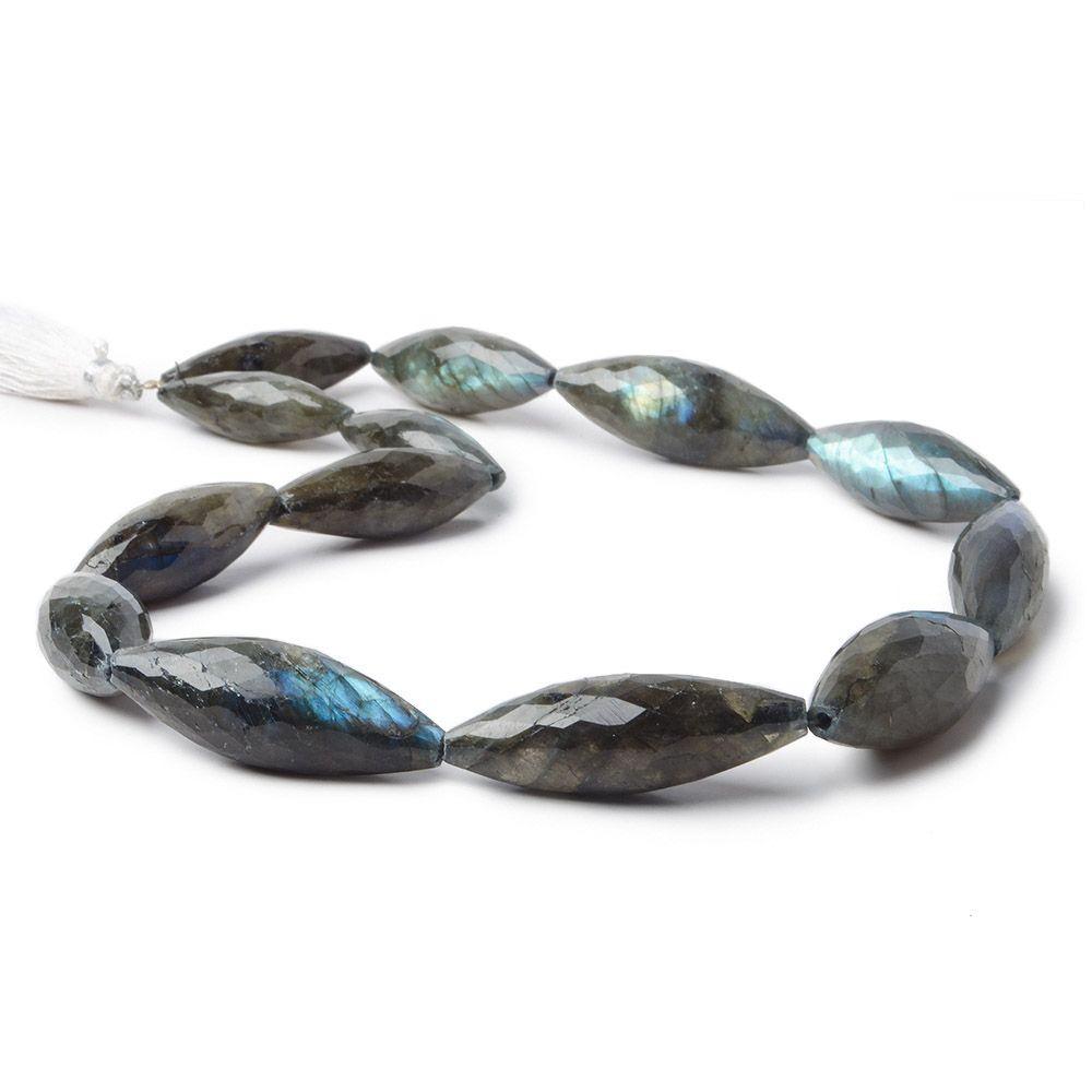 26.5x9.5-34x12mm Labradorite faceted marquise 15 inch 13 beads AA - Beadsofcambay.com