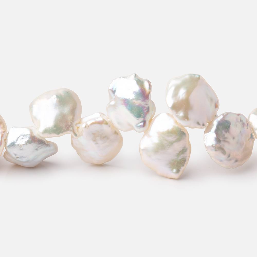 10x8-15x13mm Off White Top Drilled Keshi Freshwater Pearls 16 inch 50 pieces - BeadsofCambay.com