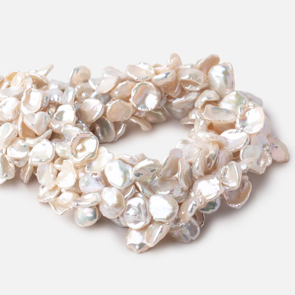 10x8-15x13mm Off White Top Drilled Keshi Freshwater Pearls 16 inch 50 pieces - BeadsofCambay.com