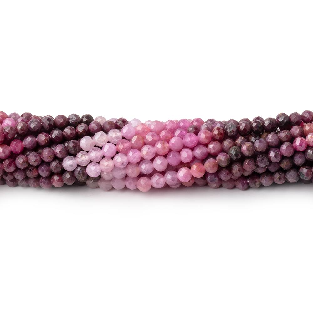 2.6mm Shaded Ruby Micro Faceted Round Beads 12.5 inch 130 pieces - Beadsofcambay.com