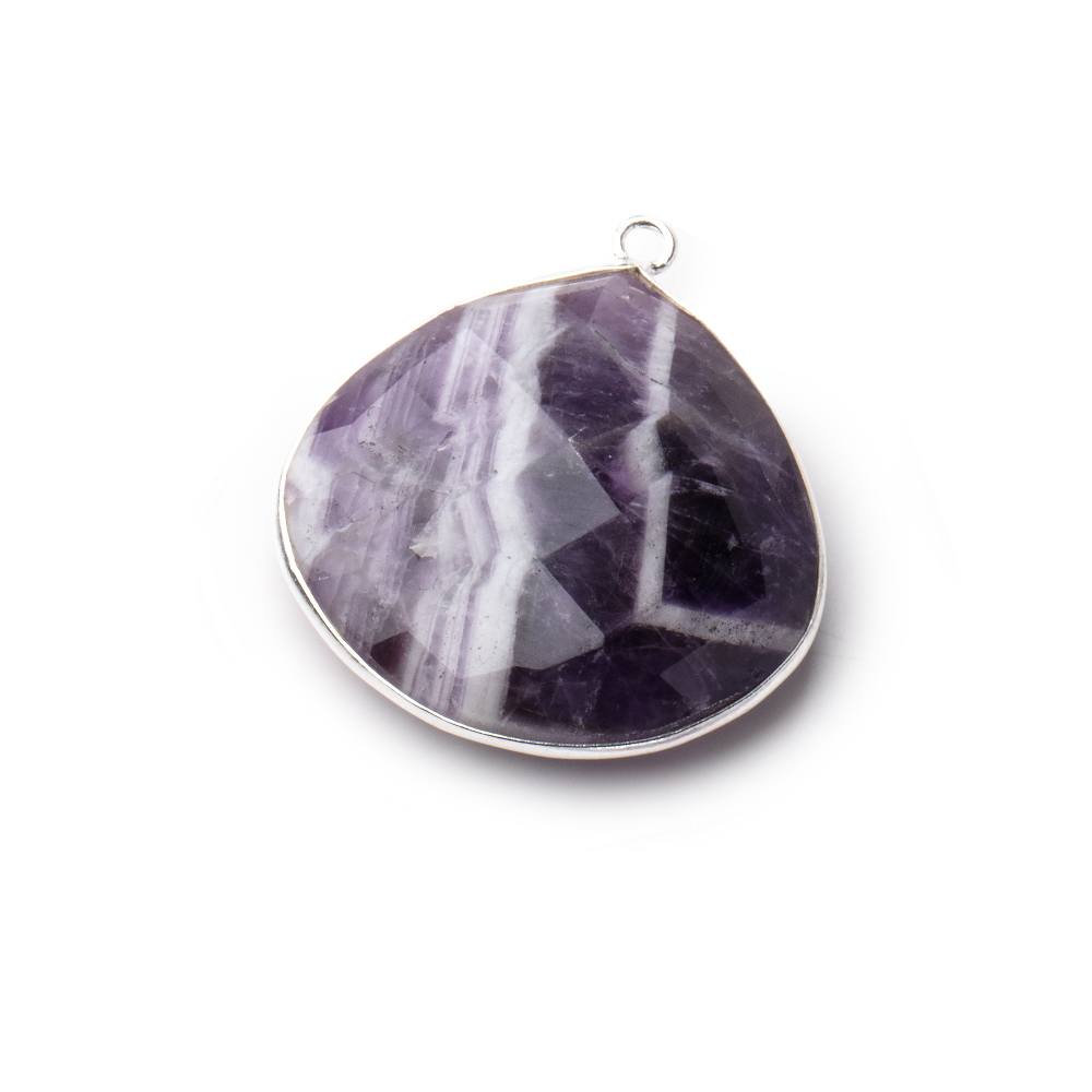 26mm Silver .925 Bezel Cape Amethyst Faceted Heart Focal 1 Piece - Beadsofcambay.com
