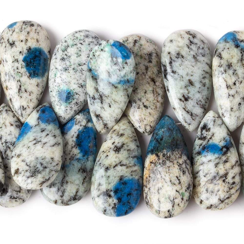 26x14-29x15mm K2 Azurite Granite "K2 Jasper" plain pear beads 8 inch 35 pieces - Beadsofcambay.com