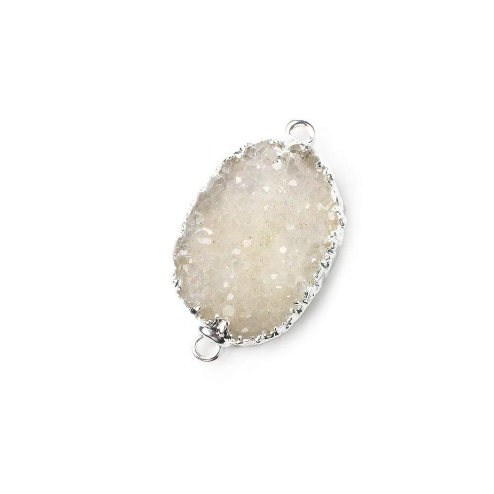 26x18x4mm Silver Leaf Off White Agate Drusy Free Shape Connector 1 piece - Beadsofcambay.com