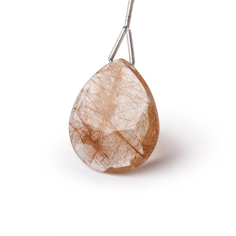 26x22mm Rutilated Quartz Faceted Pear Focal Bead 1 piece - Beadsofcambay.com