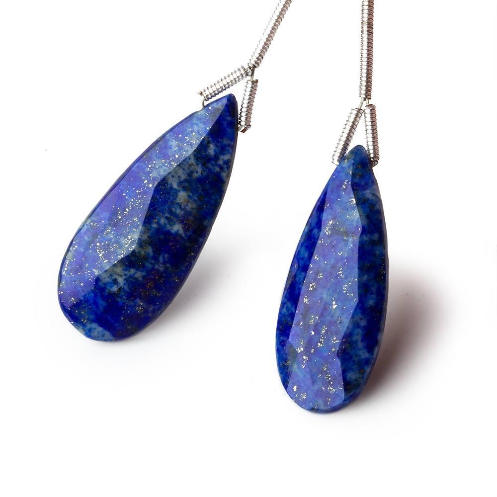 27x11-29x12mm Lapis Lazuli Faceted Pear Focal Beads Set of 2 - Beadsofcambay.com