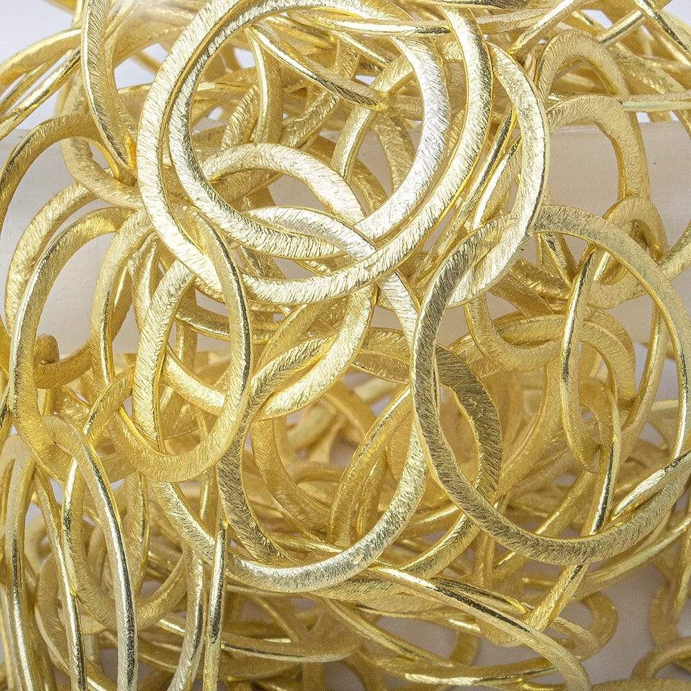 28x23-20mm 14ktGold plated Brushed Oval & Round Link Chain by the ft - Beadsofcambay.com