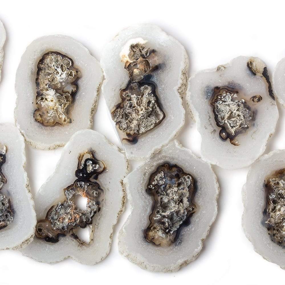 28x25-41x27mm Solar Quartz top drilled Natural Crystal Slices with Drusy Edge 8 inch 14 pieces - Beadsofcambay.com