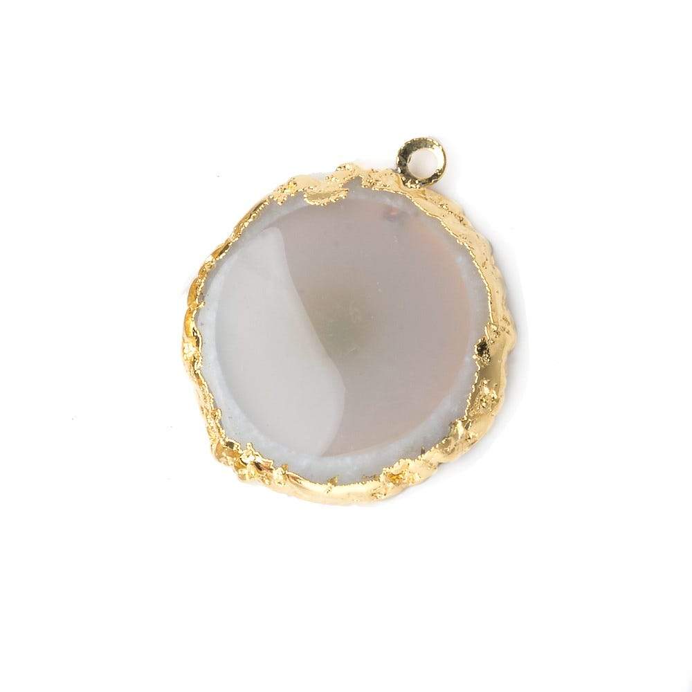 28x28mm Gold Leafed Natural Stalactite Solar Quartz Coin Pendant 1 piece - Beadsofcambay.com