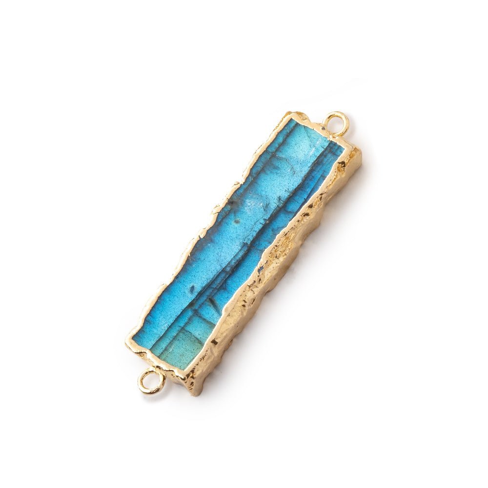 28x8mm Gold Leafed Labradorite Bar Connector 1 piece - Beadsofcambay.com