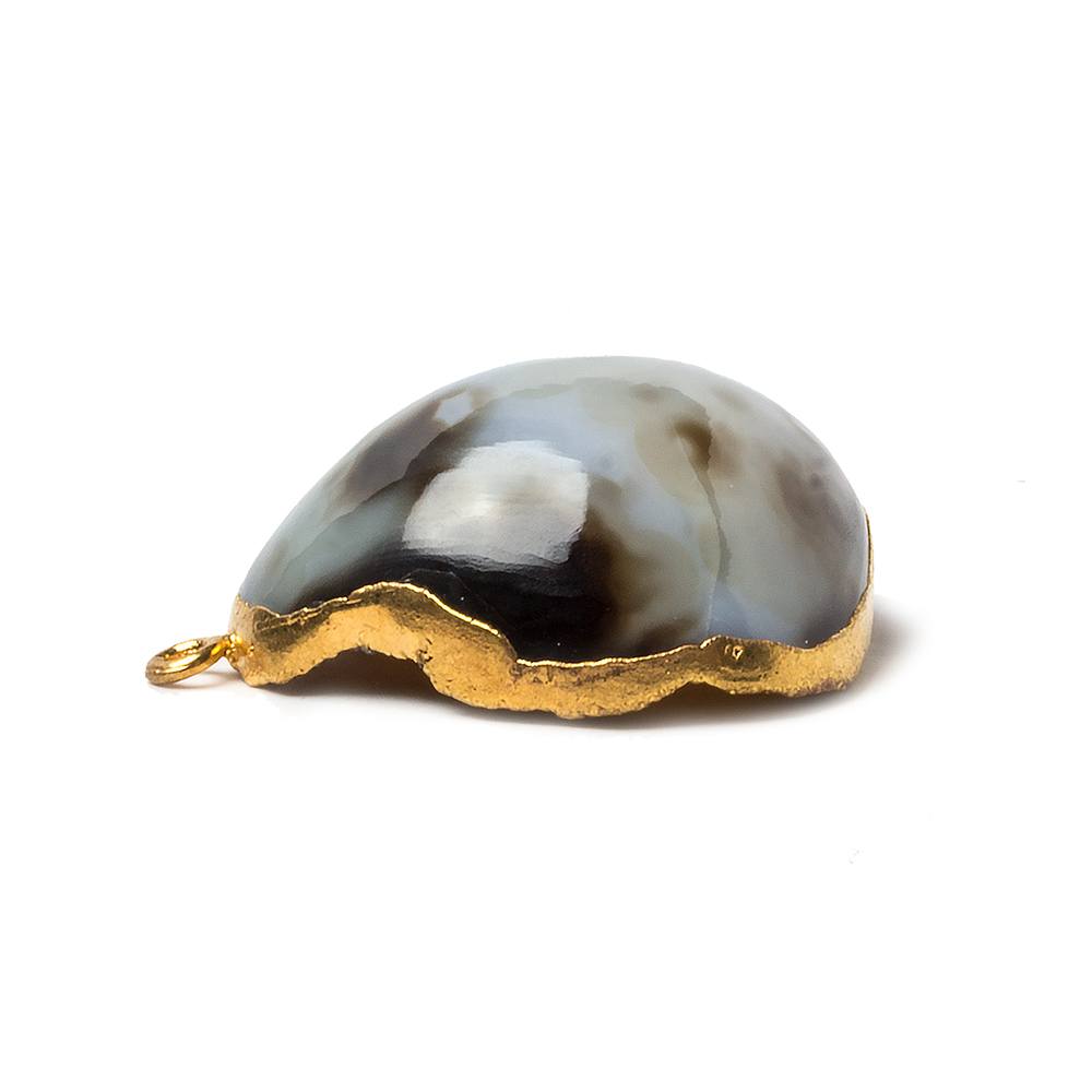 29x26x13mm Gold Leafed Smoky Brown Concave Drusy Focal Pendant 1 piece - Beadsofcambay.com