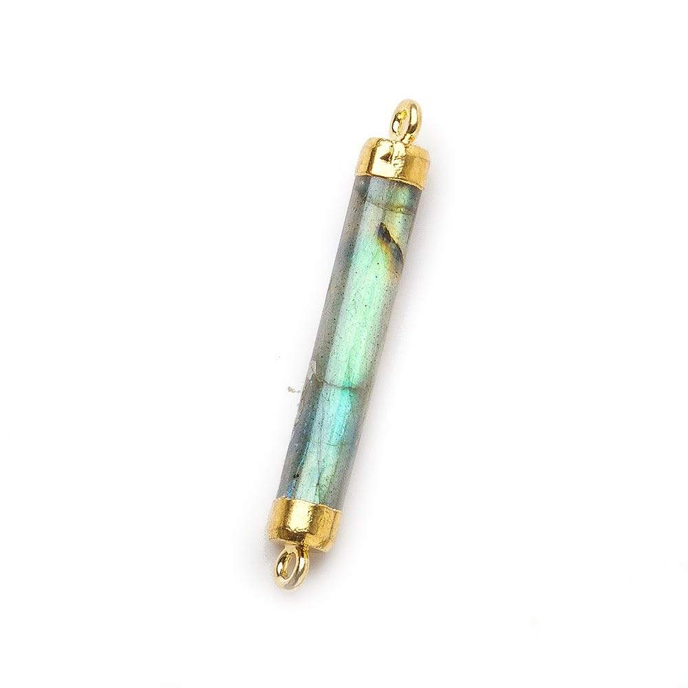 29x5mm Gold Leafed Labradorite plain barrel Connector 1 piece - Beadsofcambay.com
