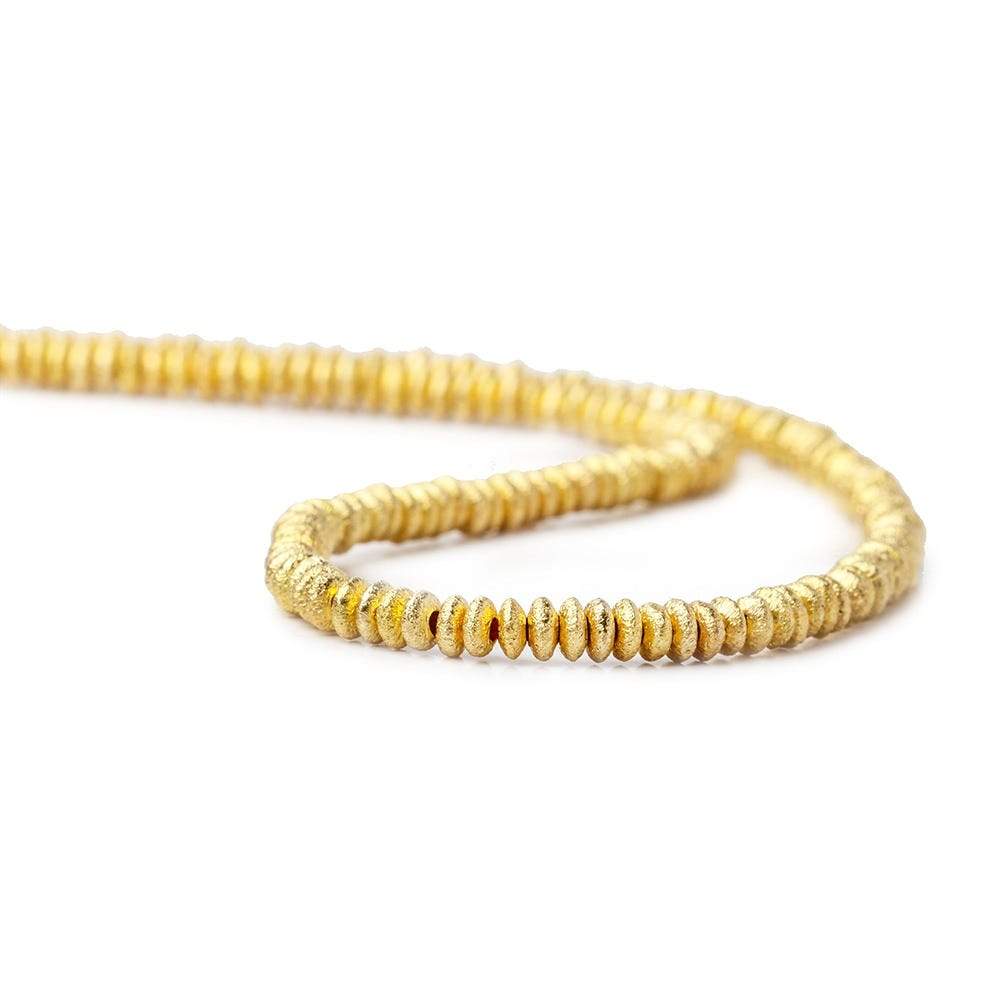 2mm 22kt Gold Plated Copper Brushed Disc Beads 8 inch 156 pieces - Beadsofcambay.com