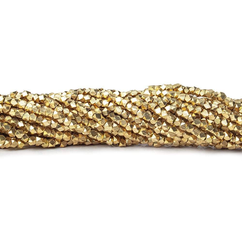 2mm Brass Faceted Nugget Beads 100 beads 8 inch - Beadsofcambay.com