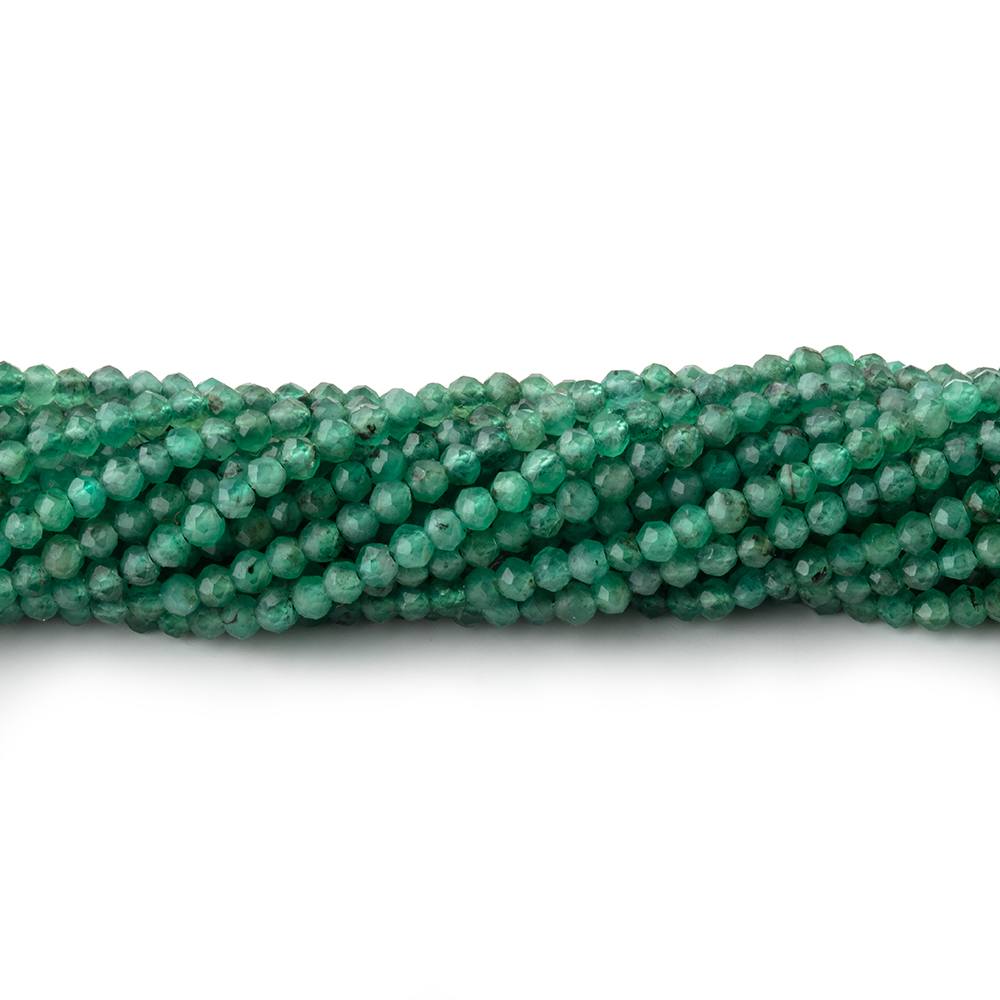 2mm Emerald Micro Faceted Rondelle Beads 12.5 inch 168 pieces - Beadsofcambay.com