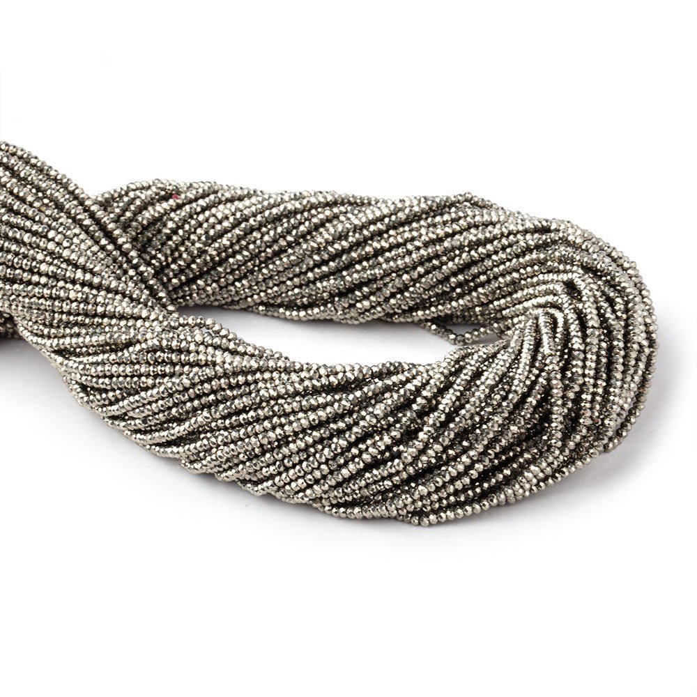 2mm Golden Pyrite Micro Faceted Rondelle Beads 12.5 inches 227 pieces AAA - Beadsofcambay.com