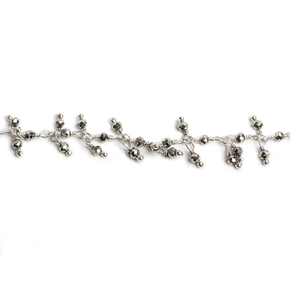 2mm Hematite micro faceted round Silver plated Dangling Chain by the foot 110 pieces - Beadsofcambay.com