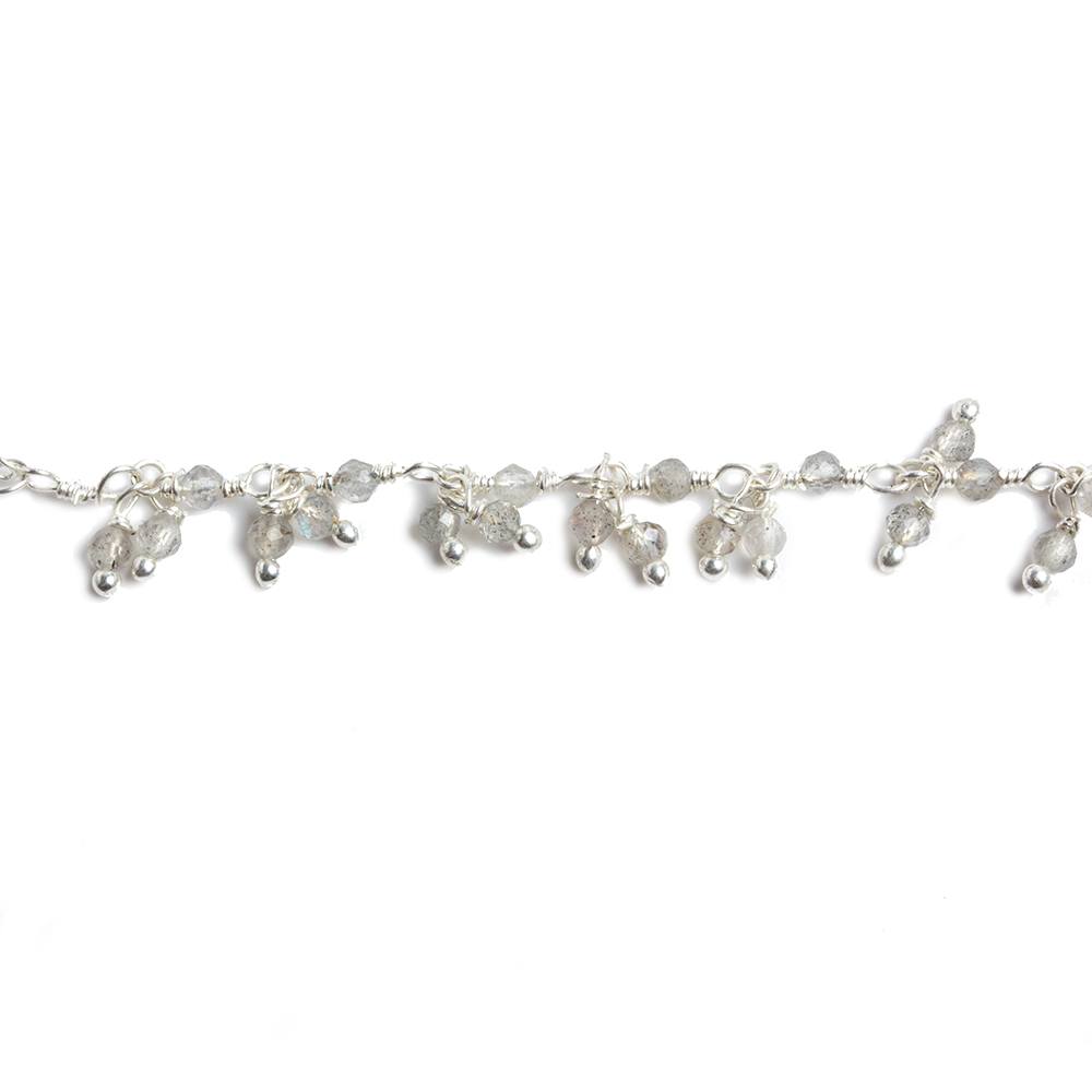 2mm Labradorite micro faceted round Silver Dangling Chain by the foot 110 pcs - Beadsofcambay.com