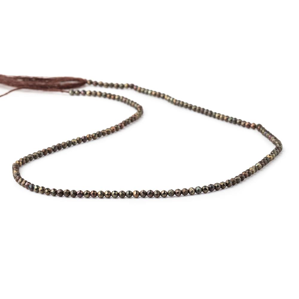 2mm Metallic Chocolate Black Spinel Micro Faceted Rounds 13 inch 183 beads - Beadsofcambay.com