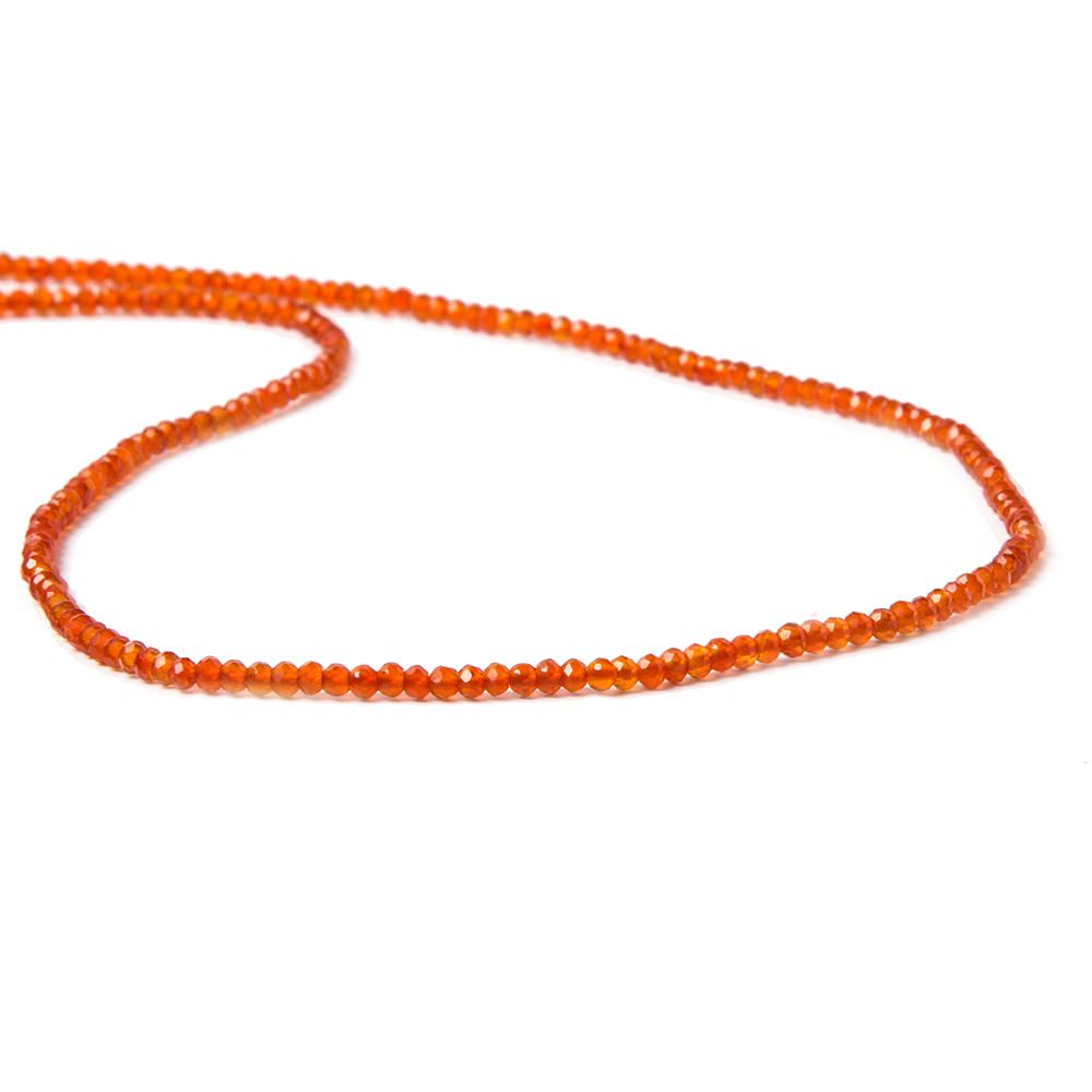 2mm Orange Chalcedony micro-faceted rounds 13 inch 175 beads AAA - Beadsofcambay.com