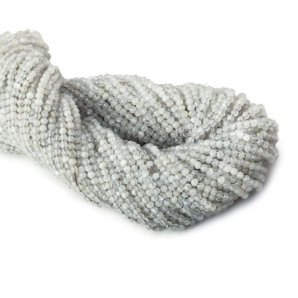 2mm Pale Grey Moonstone microfaceted round beads 13 inch 175 pieces - Beadsofcambay.com