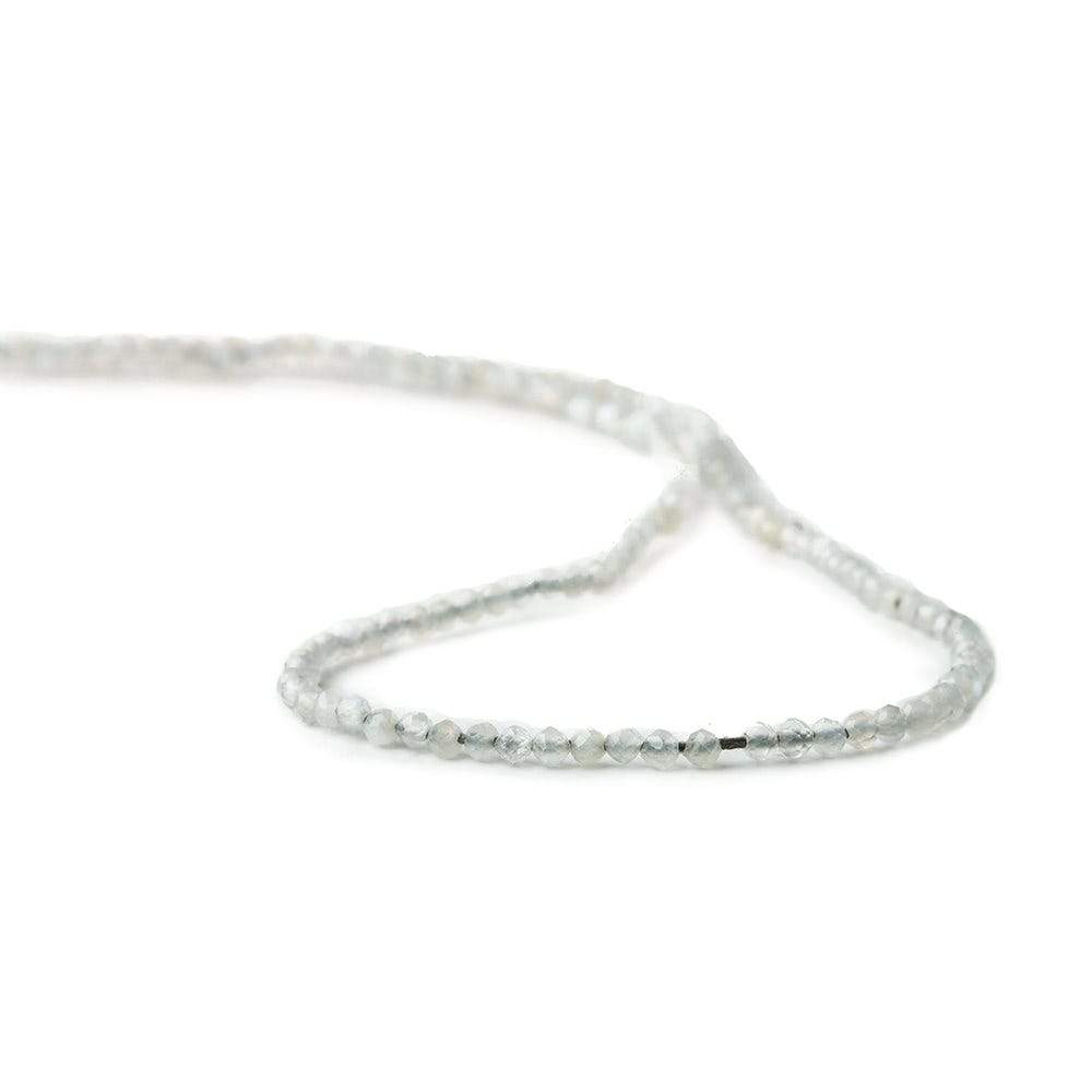 2mm Pale Grey Moonstone microfaceted round beads 13 inch 175 pieces - Beadsofcambay.com