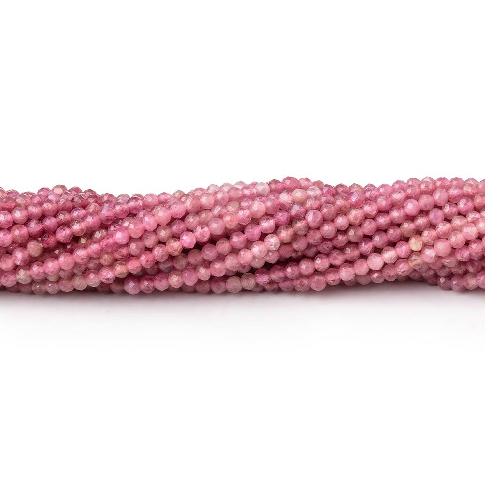 2mm Pink Tourmaline Micro Faceted Round Beads 12.5 inch 174 pieces - Beadsofcambay.com