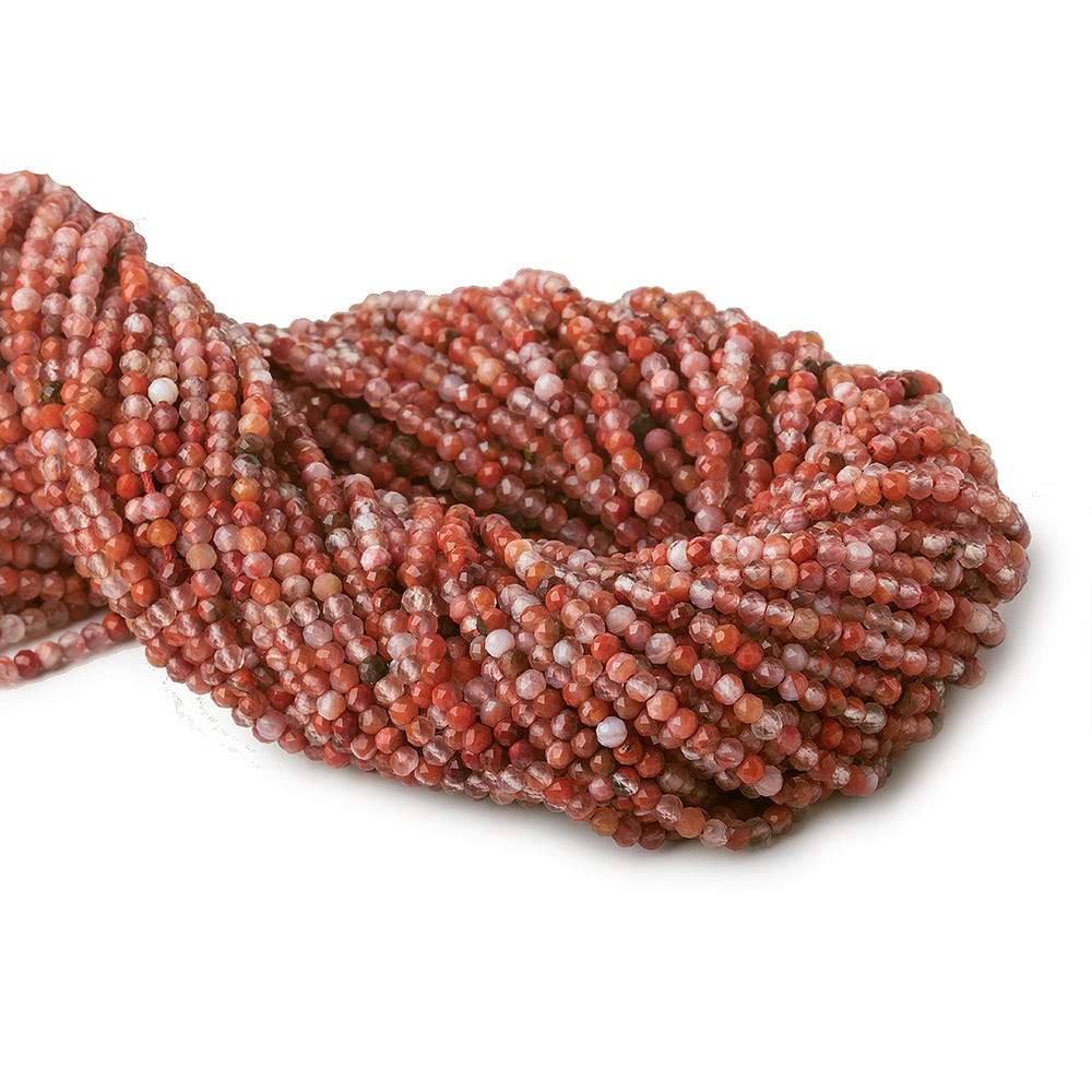 2mm Red Jasper & Multi Color Agate microfaceted round beads 13 inch 175 pieces - Beadsofcambay.com