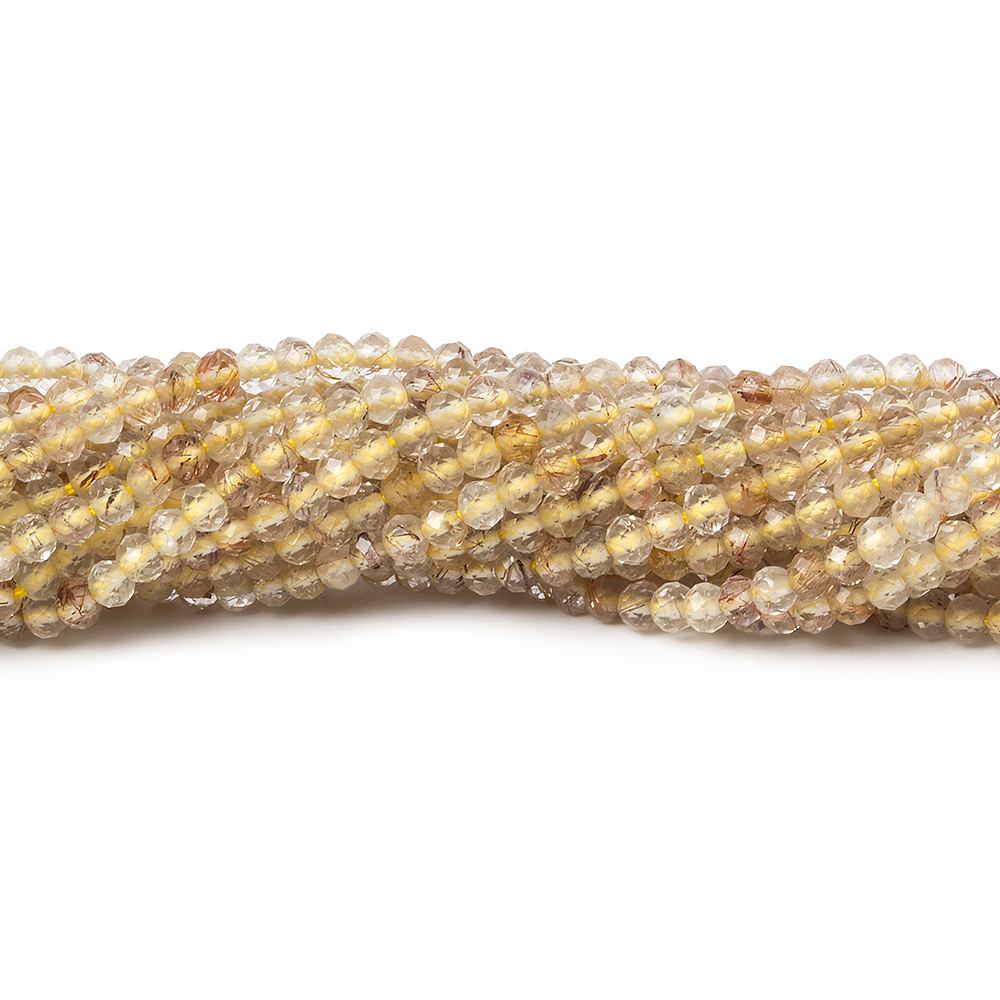 2mm Rutilated Quartz microfaceted rondelle beads 13 inch 168 pieces - Beadsofcambay.com