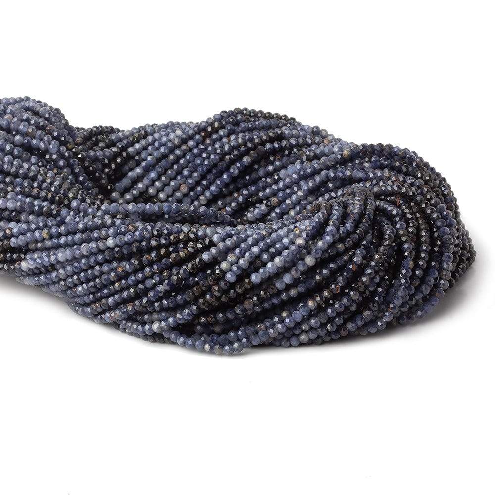 2mm Shaded Blue Sapphire micro faceted rondelles 13 inch 200 beads - Beadsofcambay.com