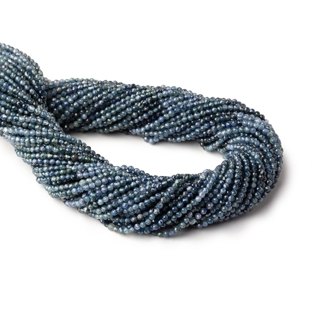 2mm Shaded Blue Sapphire Micro Faceted Rounds 12.5 inch 157 Beads - Beadsofcambay.com