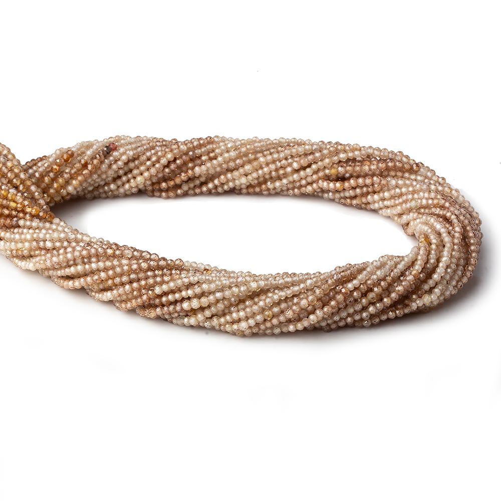 2mm Shaded Champagne Zircon micro faceted round beads 13.5 inch 210 pieces AAA - Beadsofcambay.com