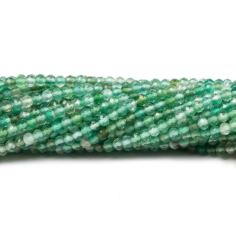 2mm Shaded Green Aventurine Micro Faceted rondelle beads 13 inch 180 pcs - Beadsofcambay.com