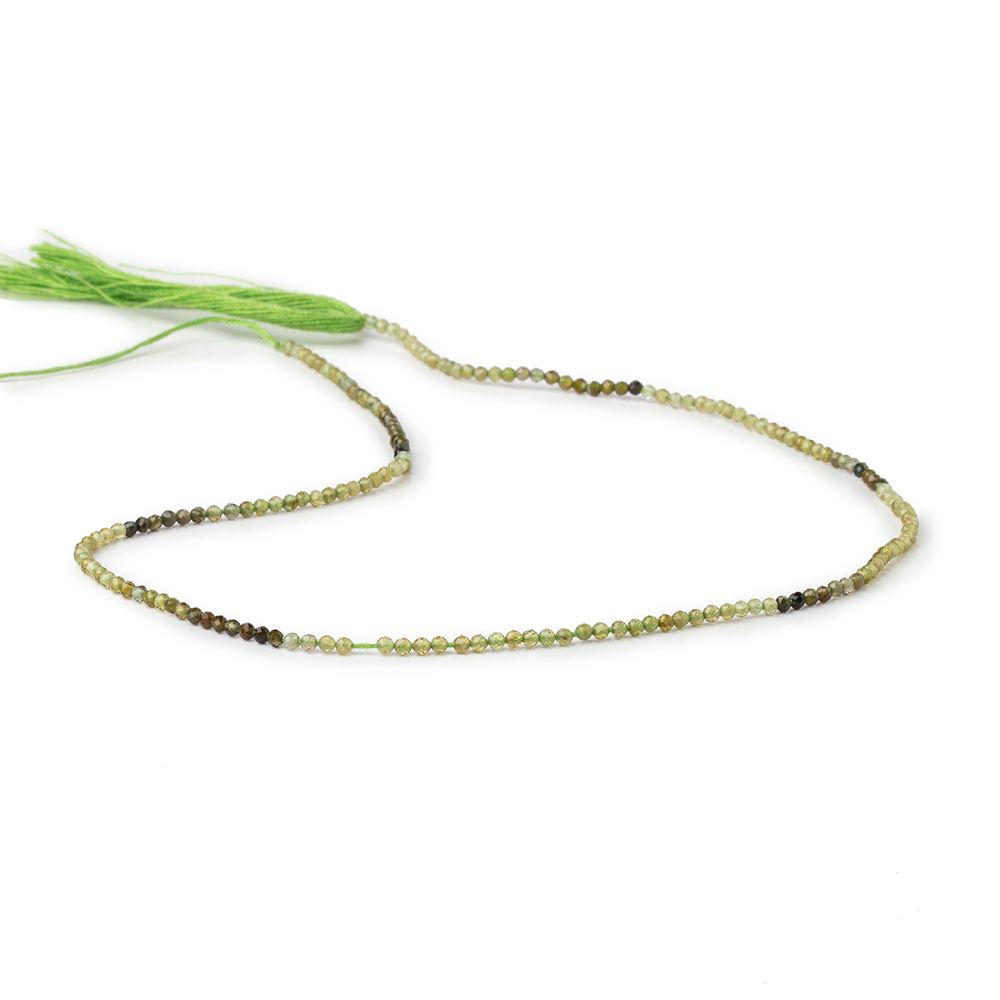 2mm Shaded Green Tourmaline Micro Faceted Rounds 13 inch 178 Beads - Beadsofcambay.com