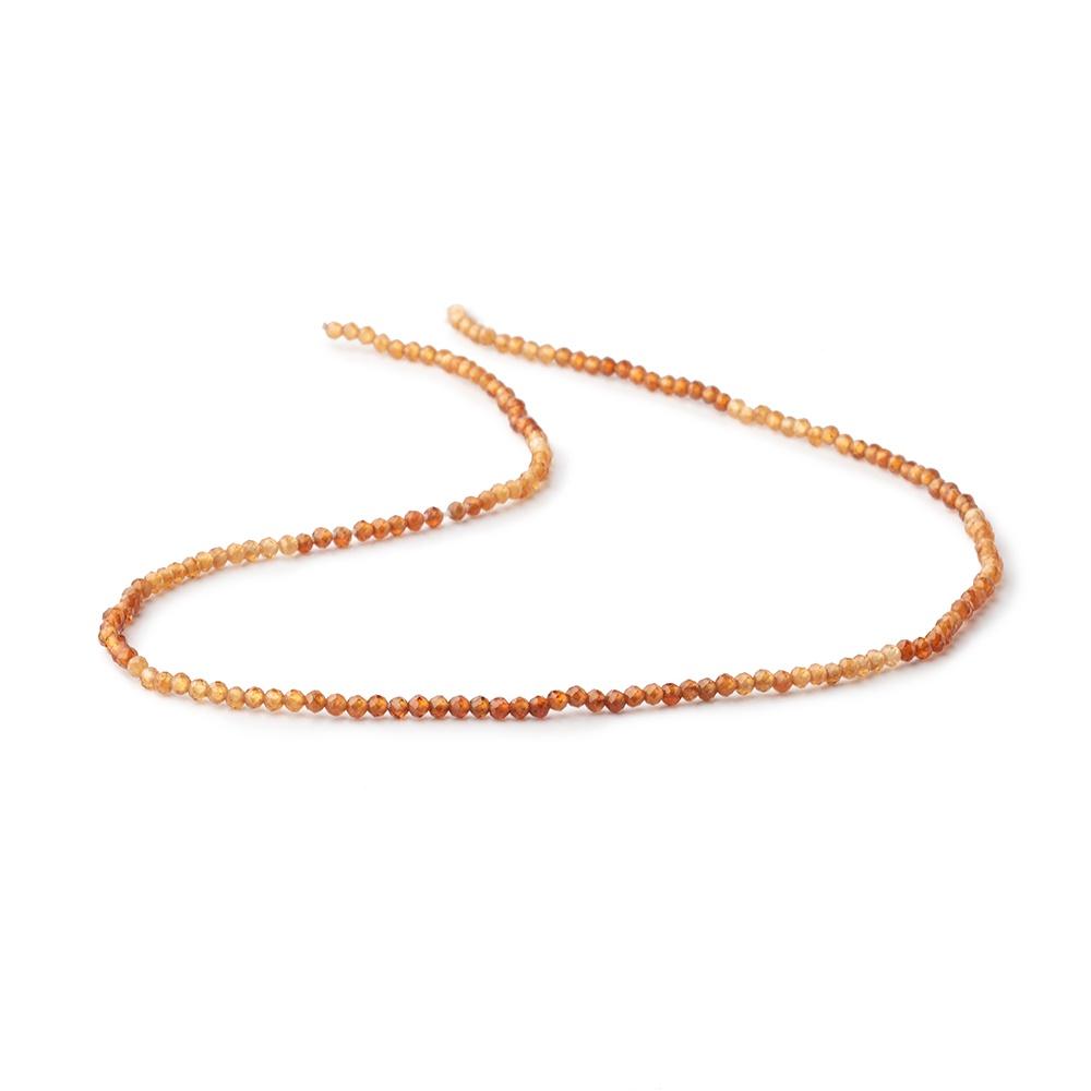 2mm Shaded Hessonite Micro Faceted Round Beads 12.5 inch 169 pieces - Beadsofcambay.com