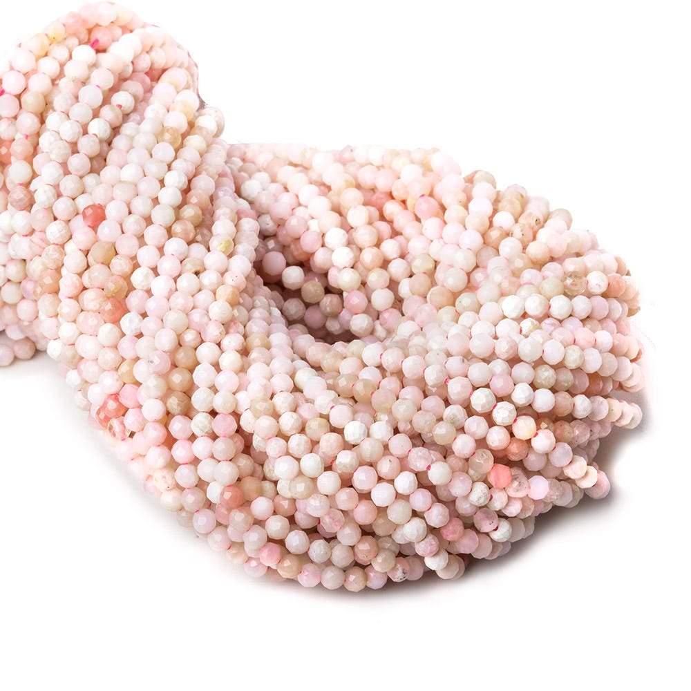 2mm Shaded Pale Pink Peruvian Opal microfaceted rondelle beads 13 inch 135 pieces - Beadsofcambay.com