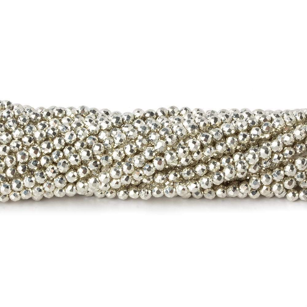 2mm Silver Metallic plated Pyrite micro faceted rounds 12.5 inch 170 pieces - Beadsofcambay.com