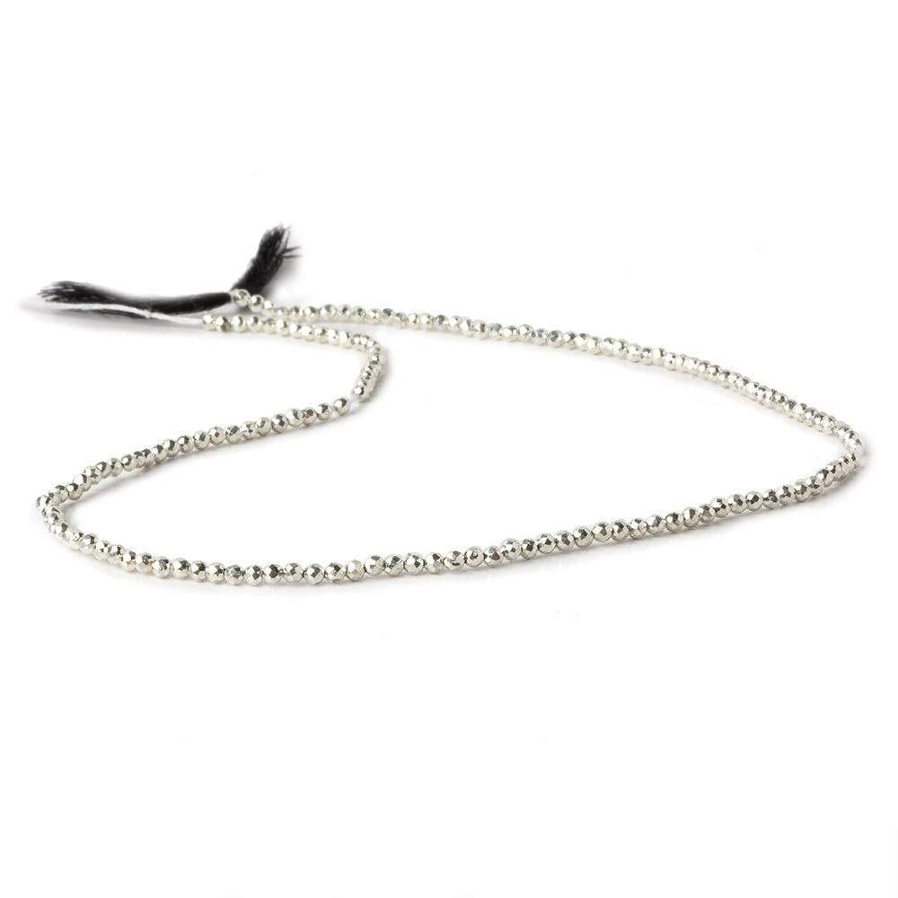 2mm Silver Metallic plated Pyrite micro faceted rounds 12.5 inch 170 pieces - Beadsofcambay.com