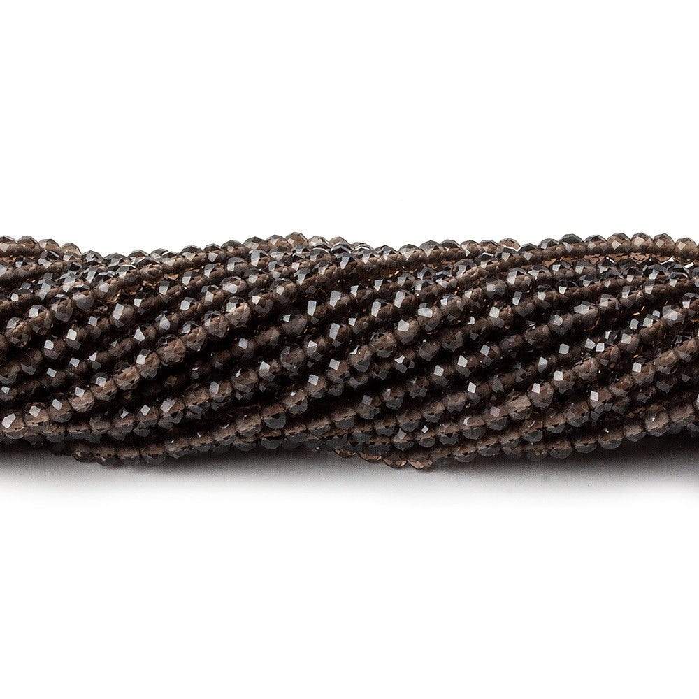 2mm Smoky Quartz Micro Faceted Rondelle Beads 18 inch 280 pieces - Beadsofcambay.com