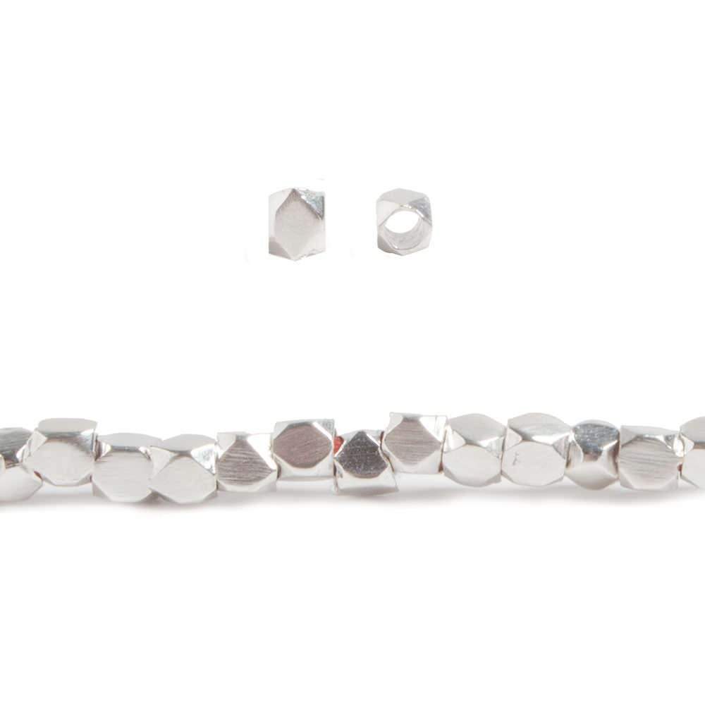 2mm Sterling Silver plated Copper Hand Polished Faceted Nugget Beads 8 inch 91 beads - Beadsofcambay.com
