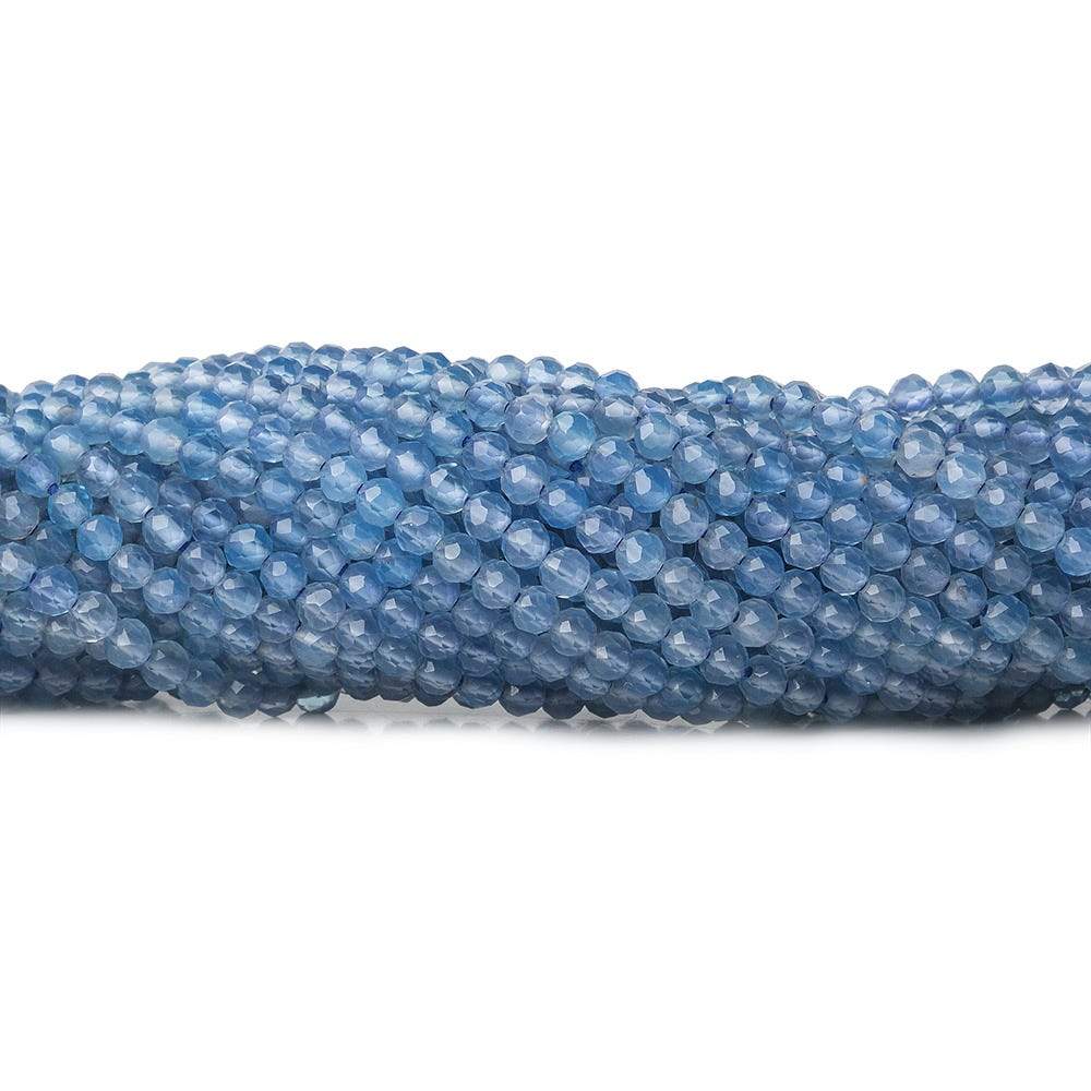 2mm Swiss Blue Chalcedony microfaceted round beads 13 inch 165 pieces - Beadsofcambay.com