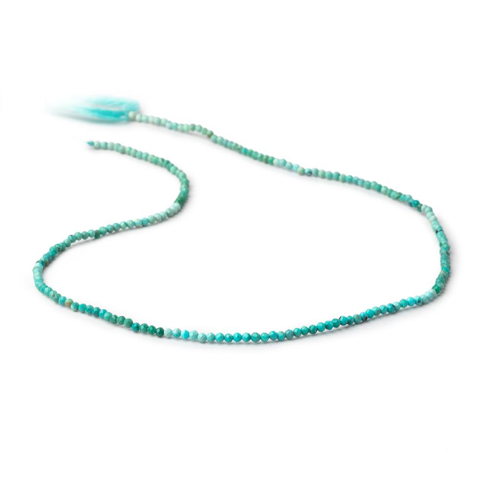 2mm Turquoise Micro Faceted Round Beads 12.5 inch 192 pieces - Beadsofcambay.com