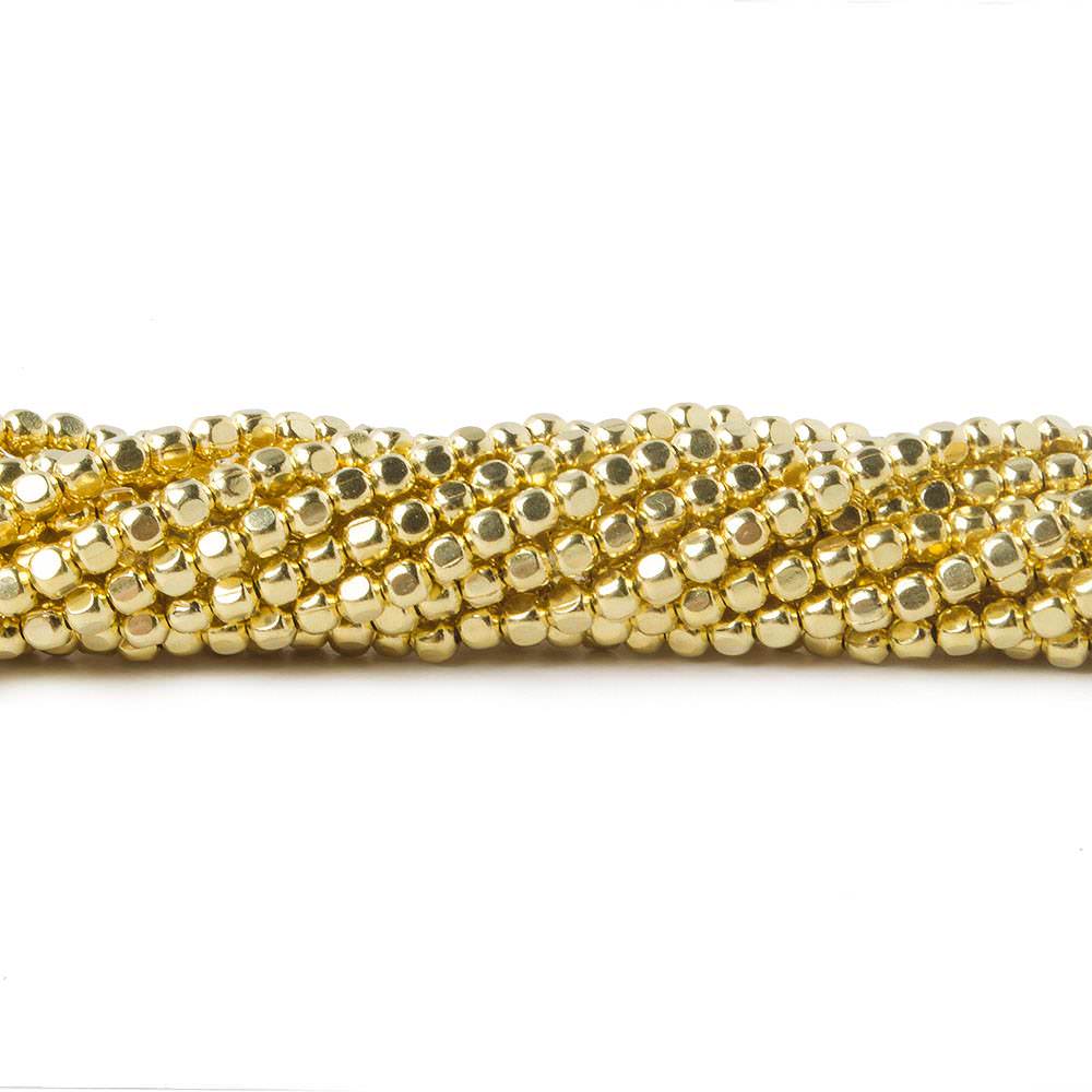 2mm Vermeil Cube Beads 92 beads 8 inch - Beadsofcambay.com