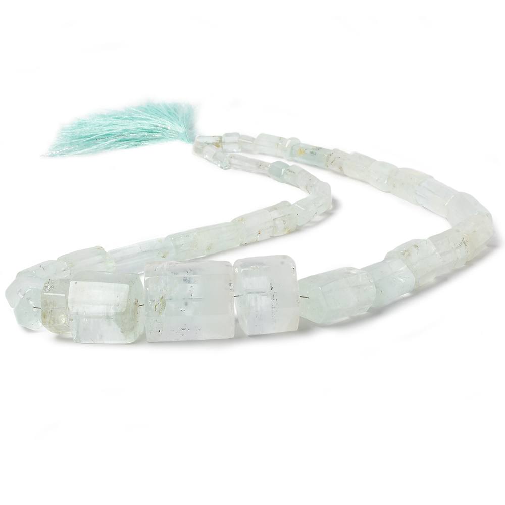 3-18mm Natural Aquamarine Beads Straight Drilled Natural Crystal 16 inch 37 pieces - Beadsofcambay.com