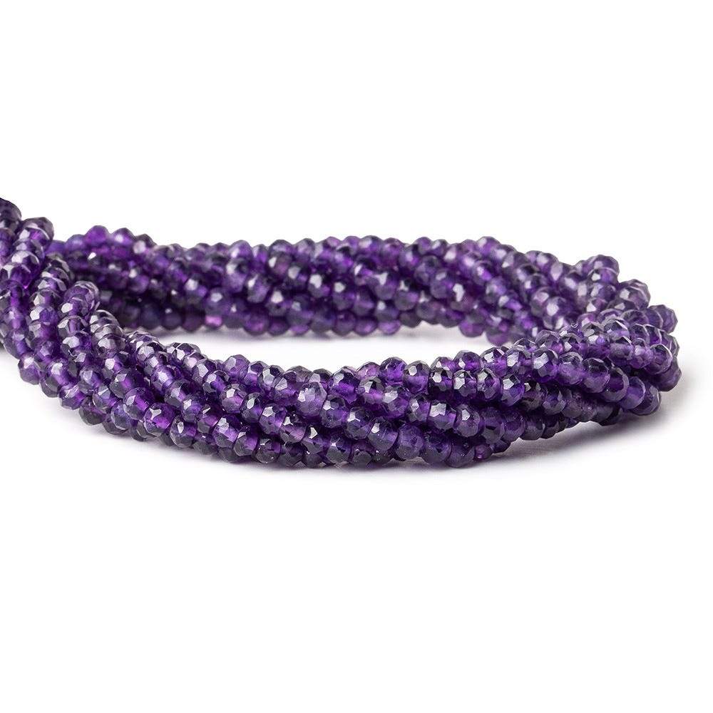 3-3.5mm Amethyst Faceted Rondelle Beads 13 inch 132 pieces - Beadsofcambay.com