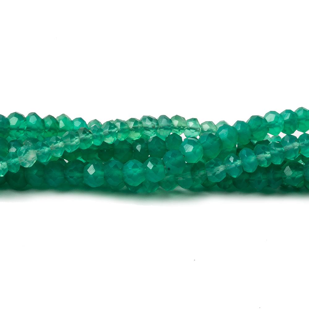 3-3.5mm Green Onyx Faceted Rondelle Beads 12 inch 135 pieces - Beadsofcambay.com